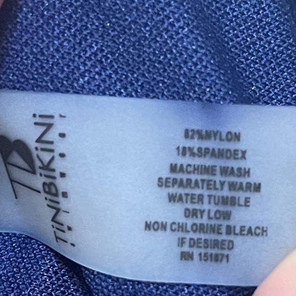 NWT TiniBikini Swimwear Blue Deep V Lace Up One Piece Swimsuit Size Small Sexy! - Picture 14 of 16